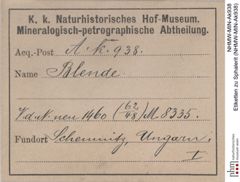 Etiketten zu Sphalerit (NHMW-MIN-Ak938)